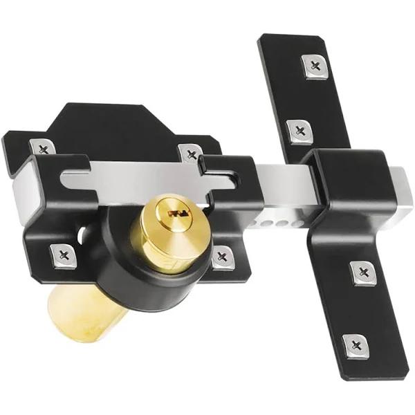 Barn Door Lock, 2", Fence Gate Lock, Double Sided Gate Latch, Door Lock For Wooden Garden Gate With 5 Keys