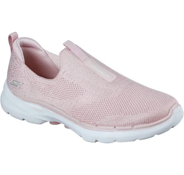 Womens Skechers Go Walk 6 - Glimmering Light Pink Walking Sport Shoes