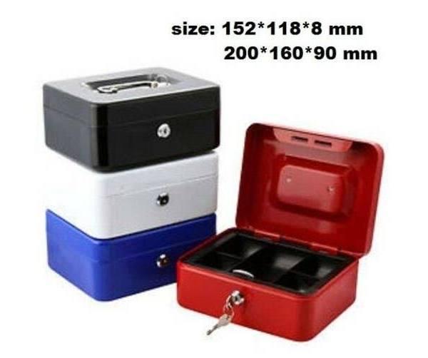 1x Lockable Cash Box Deposit Slot Petty Cash Money Box Safe with 2 Keys Portable