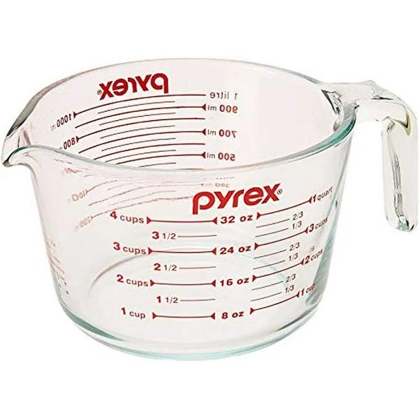 Pyrex 6001076 Measuring 4 Cup (32 oz) Glass, Clear, Red