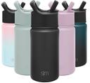 Simple Modern 14 oz Summit Water Bottle With Straw Lid - Hydro Vacuum Insulated Tumbler Flask Double Wall Liter - 18/8 Stainless Steel - Midnight