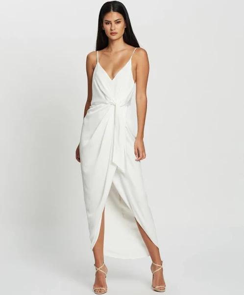 SHONA Joy Luxe Tie Front Cocktail Dress - Ivory