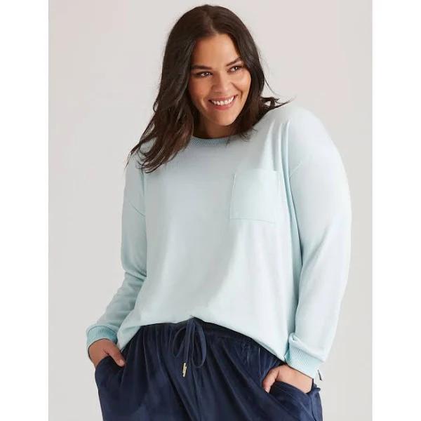 Autograph Knit Scoop Neck Long Sleeve Pocket Jumper - Womens - Plus Size Curvy - Seafoam - 22 - AfterPay & zipPay Available