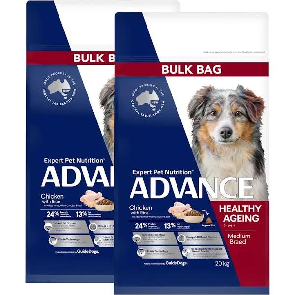 40kg Healthy Ageing Medium Breed Chicken Advance Mature 6+ Dry Dog Food by Budget Pet Products