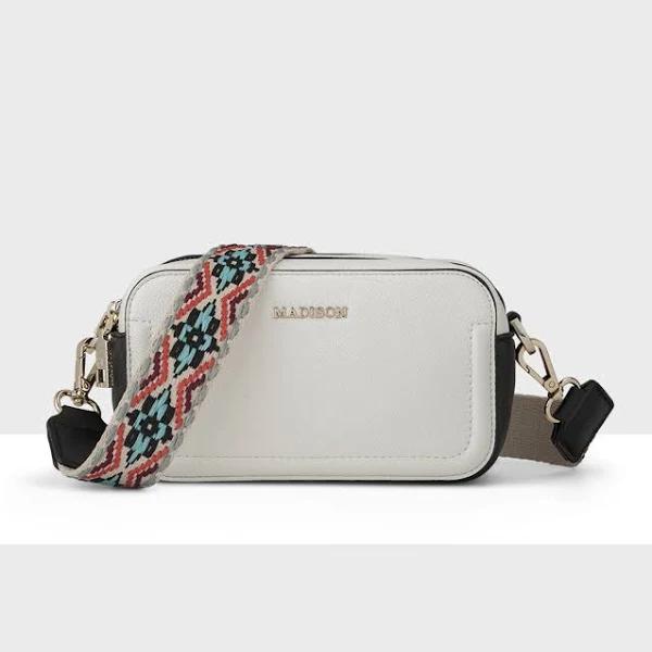 Maddie Double Zip Camera Crossbody Bag + Aztec Bag Strap