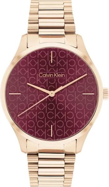 Calvin Klein Carnation Gold Steel Burgundy Dial Unisex Watch - 25200169