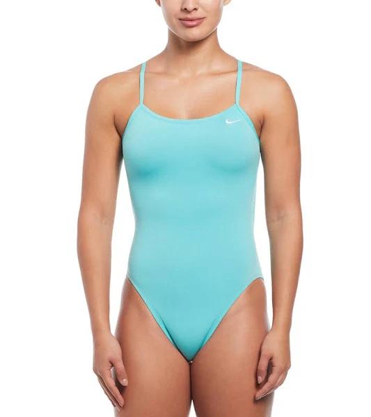 Nike Women's Hydrastrong Solid Cut Out Tank One Piece Swimsuit - Aurora Green | Polyester - Swimoutlet.com