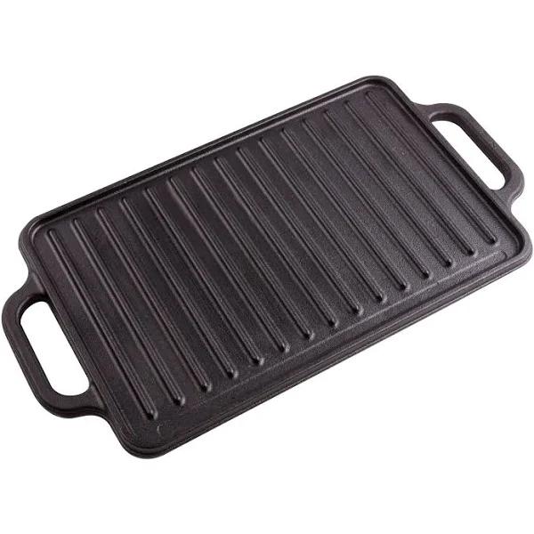 Victoria Seasoned Rectangular Cast Iron Reversible Grill 33cm