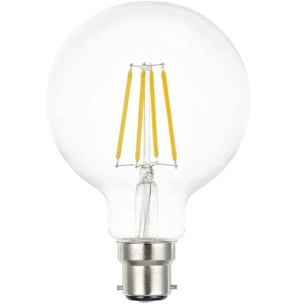 CLA LED G125 8W Filament Dimmable Globes B22 6000K