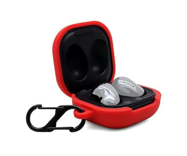 For Samsung Galaxy Buds Live / Galaxy Buds Pro Case, Anti-fall Silicone Storage Box, Hook, Red