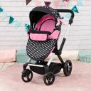 Bayer Xeo Compact Doll Pram - Pink w/White Hearts & Pink Bow New