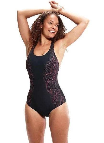 Speedo Womens Calypso Printed One Piece Black 18