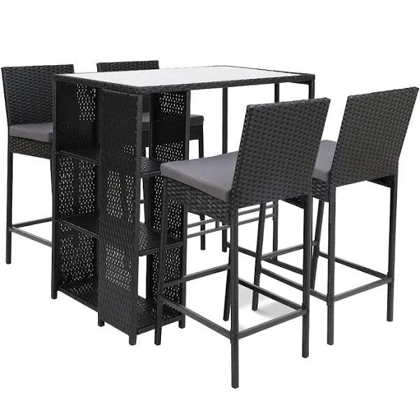 Outdoor Bar Set Table Stools Furniture Wicker