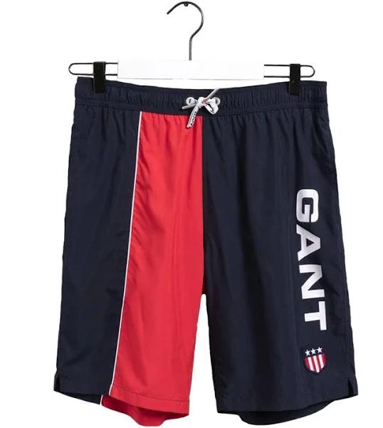 Mens Gant Red Retro Shield Board Shorts - Red