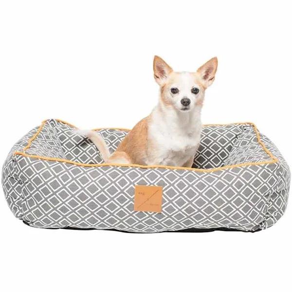 Mog & Bone Bolster Bed Grey Ikat Large