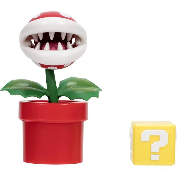 Super Mario 4" Figures World of Nintendo Mario Piranha Plant with Question Block