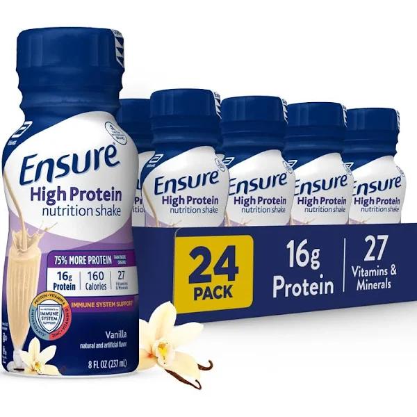 Ensure High Protein Nutritional Shake with Fiber, 16g Protein, Meal Replacement Shakes, with Nutrients to Support Immune System Health, Vanilla w/Fib