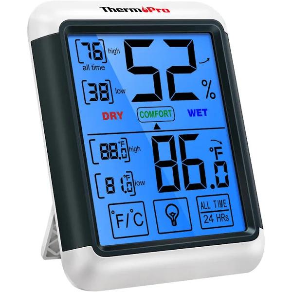 ThermoPro TP55 Digital Hygrometer Indoor Thermometer Humidity Gauge With Jumbo Touchscreen and Backlight Temperature Humidity Monitor