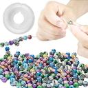 QUEFE 500pcs Craft Beads For Jewelry Making, For Bracelets Making,Space Acrylic Beads in Ink Patterns with 50pcs Spacer Beads and Crystal String