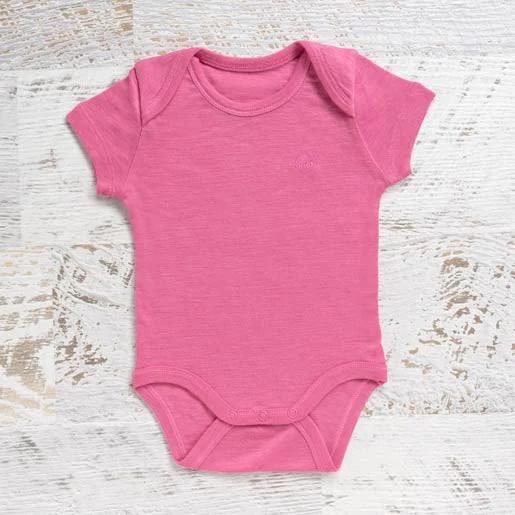 Merino Baby Short Sleeve Bodysuit Pink / 3-6M