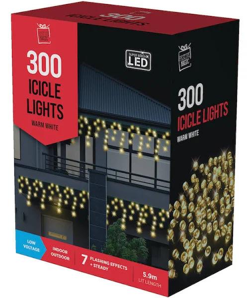 Led Icicles Flashing Warm 300pc - AfterPay & zipPay Available