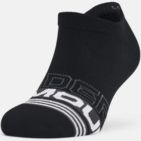 Under Armour Unisex Essential 6-Pack No Show Socks Black LG