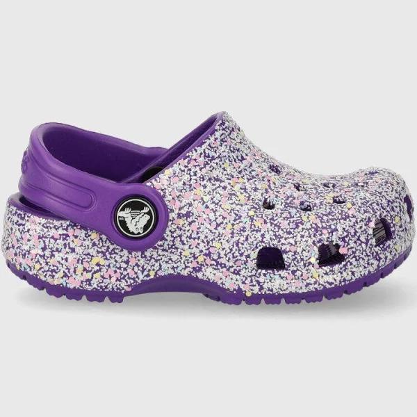 David Jones Crocs Classic Glitter Clog T in Purple, Size 4 US Jnr