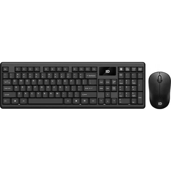 TODO 2.4GHz Wireless Keyboard Mouse Combo Rechargeable Mac Windows Android 105 Key - Black