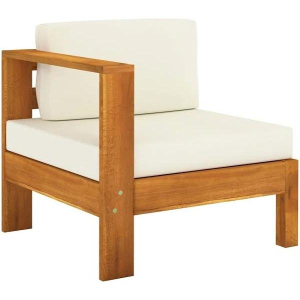 3-Seater Garden Sofa With Cream White Cushions Solid Acacia Wood