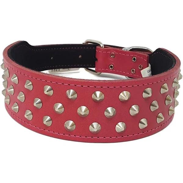 Beau Pets - Studded Leather Collar -Staffordshire Bull Terrier - 50mm x 65cm - Pink