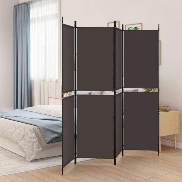 vidaXL 4-Panel Room Divider Brown 200x180 cm Fabric