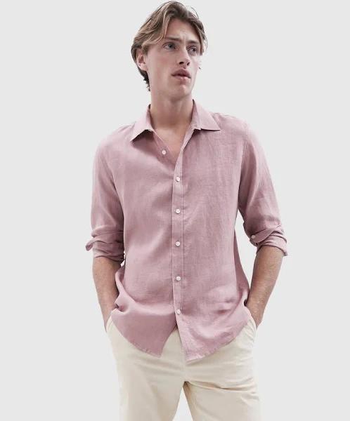 Unison Linen Regular Fit Shirt in Pink S