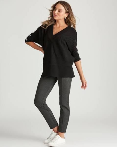 Rockmans Full Length Wide Waistband Ponte Pants - Womens - Charcoal AU Size 20 - AfterPay & zipPay Available