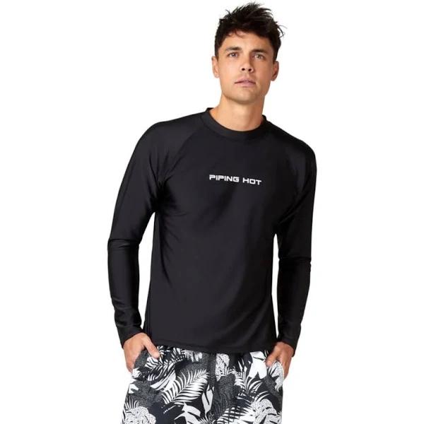 Piping Hot Long Sleeve Rash Vest | Black