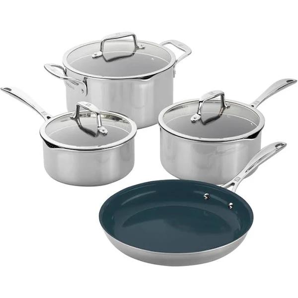 Zwilling Clad CFX 7-Piece Stainless Steel Ceramic Nonstick Cookware Set