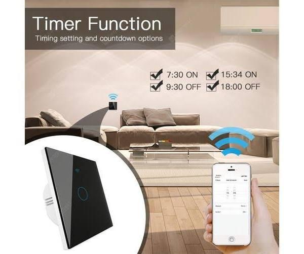 Wifi RF433 Transmitter Wall Panel Smart Glass Panel Touch Switch 1/2/3 Gang Remote Control Switch Works With Alexa Google Home - 3 Gang Vice Switch