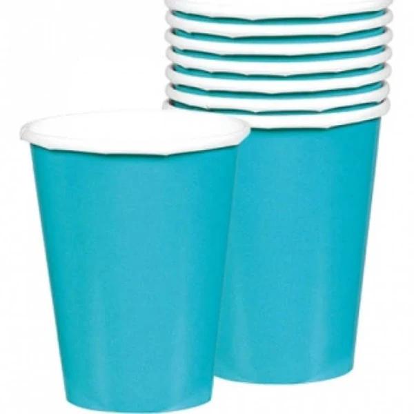 266ml Cups Paper 20 Pack Caribbean Blue