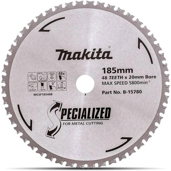 Makita 185mm x 20mm x 48T Cold Metal Cutting TCT Saw Blade B-15780