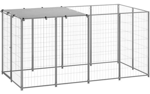 vidaXL - Dog Kennel Steel - Silver - 2.42 m²