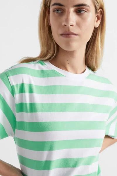 Seed Heritage Core Boyfriend Tee in Key Green Stripe Green XXS