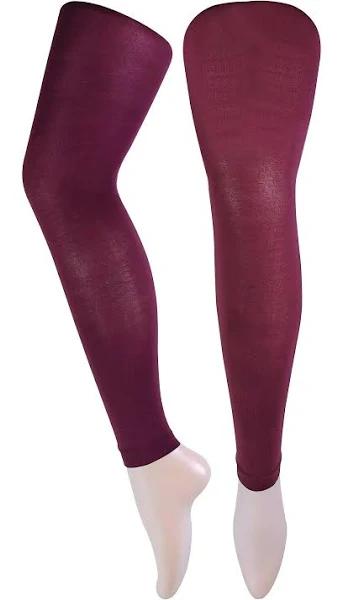 Sock Snob Ladies 40 Den Opaque Bright footle Tights Burgundy 8-14 UK