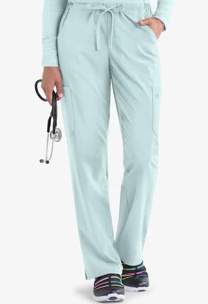 Easy Stretch Eden Women's 4-Pocket Drawstring Scrub Pants - Petite in Ocean Mist | Size M Polyester/spandex