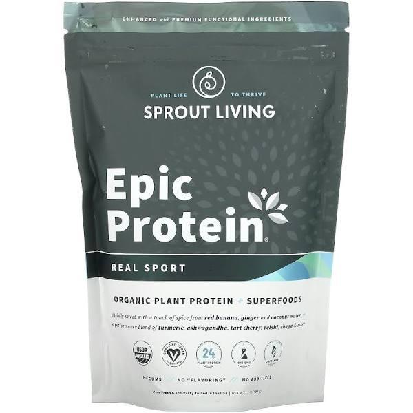 Sprout Living Epic Protein Organic Plant Protein + Superfoods Real Sport 1.1 lb (494 g)