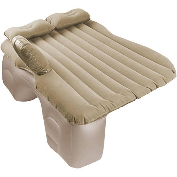 SOGA Beige Stripe Inflatable Car Mattress Portable Camping Rest Air Bed Travel Compact Sleeping Kit