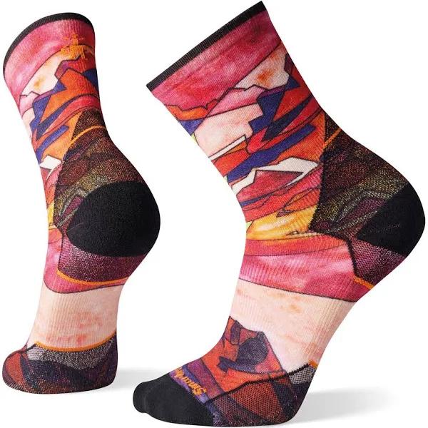 Smartwool Athlete Edition Run Print Crew Socks, Tandoori Orange, Medium