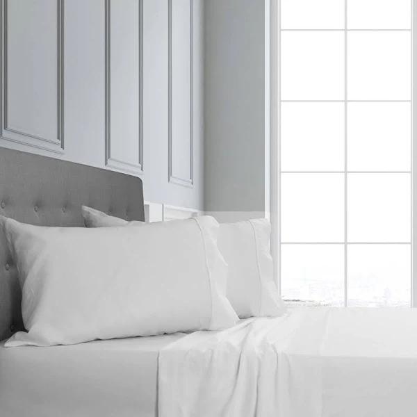 Ardor King Cotton Sheet Set Home Room Bedding Cover W Pillowcase 375TC White