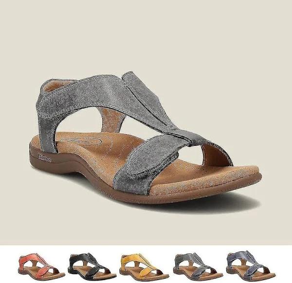 Witdreamer Women Comfortable Sursell Orthopedic Sandals Flat Beach Casual Sandals Grey 42