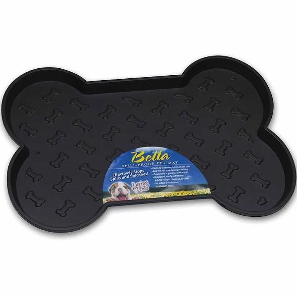 Bella Spill-Proof Bone Shaped Dog Mat 18.25"X13"-Black