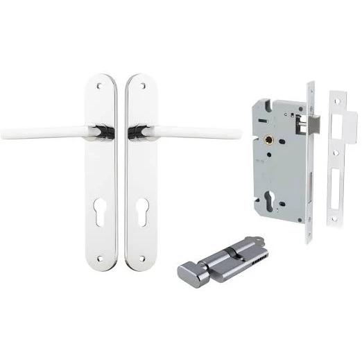 Iver Baltimore Door Lever On Oval Backplate Entrance Kit Key/Thumb Polished Chrome 11726KENTR60KT