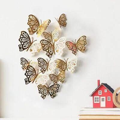 12x 3D Butterfly Wall Decals Stickers Removable Kids Nursery Decoration New AU - 7602